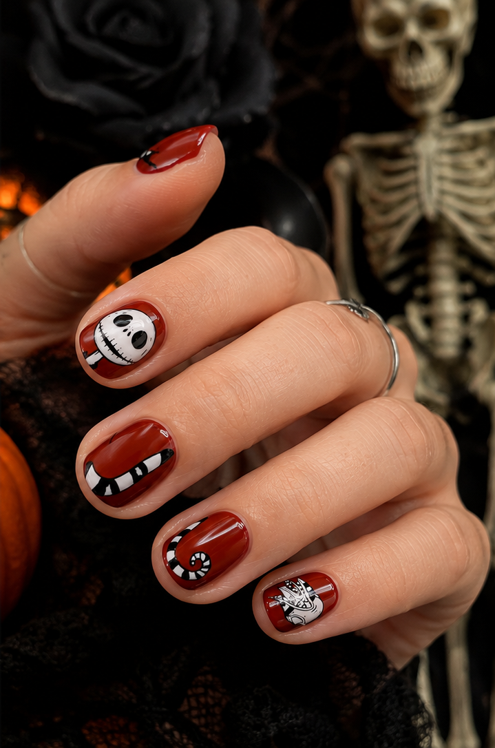 Halloween Nightmare Press-On Nails – Short Square Glossy False Nails, 24pcs
