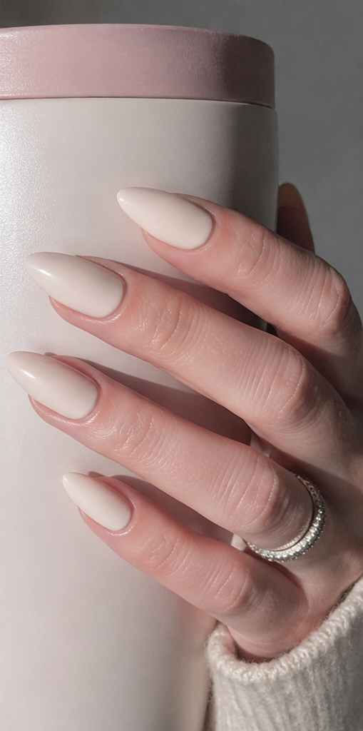 LINMEIZAI 30Pcs Extra Short Almond Nude French Tip Press-On Nails