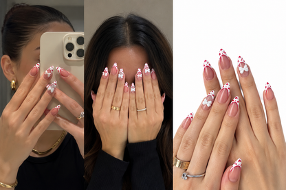 24Pcs Valentine’s Day Heart & Bow French Tip Press-On Nails