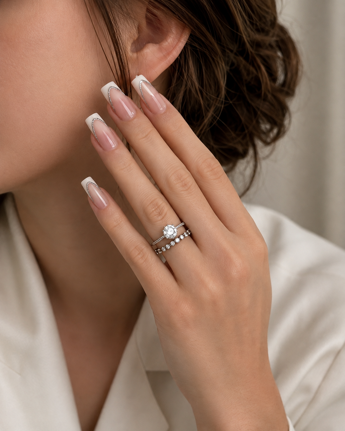 Short Square French Tip Press-On Nails