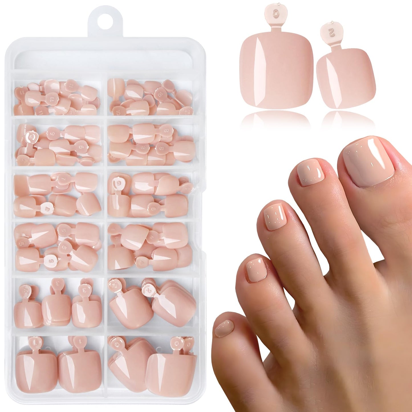 Nude Press-On Toenails – 120PCS with Glue Tabs