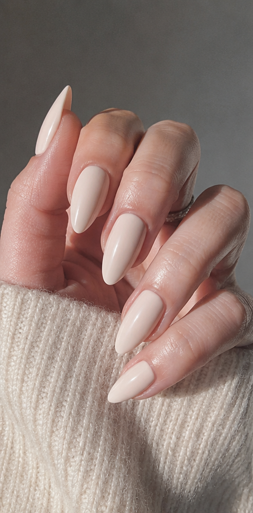 LINMEIZAI 30Pcs Extra Short Almond Nude French Tip Press-On Nails