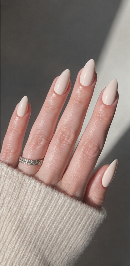 LINMEIZAI 30Pcs Extra Short Almond Nude French Tip Press-On Nails
