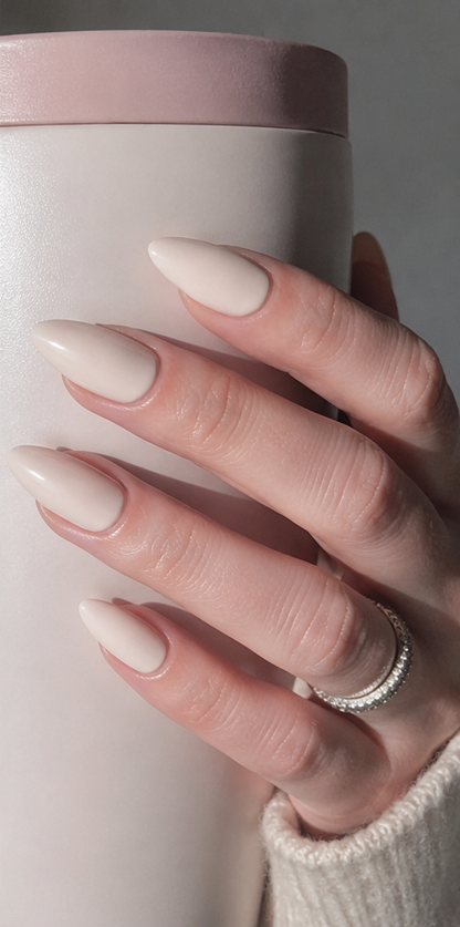 LINMEIZAI 30Pcs Extra Short Almond Nude French Tip Press-On Nails