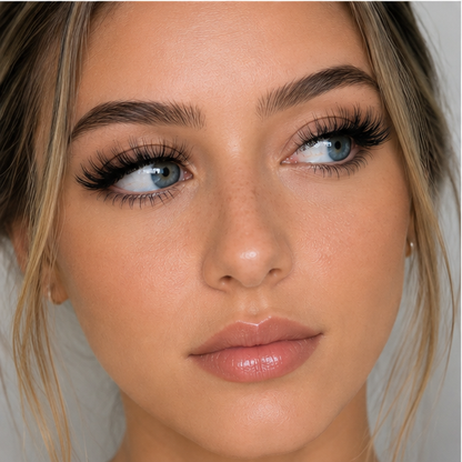 Winifred 16mm Wispy Natural Look False Eyelashes – Fluffy Faux Mink Lashes with Clear Band, C Curl Strip Lashes