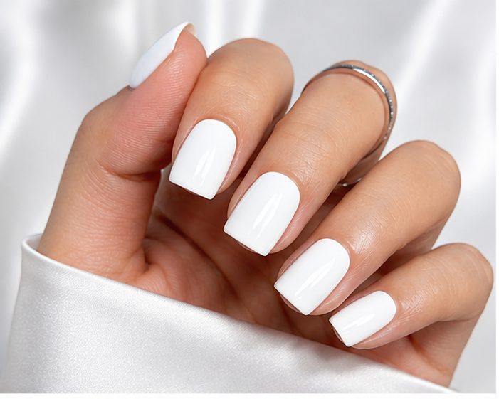 240PCS White Short Square Press-On Nails with Adhesive Tabs