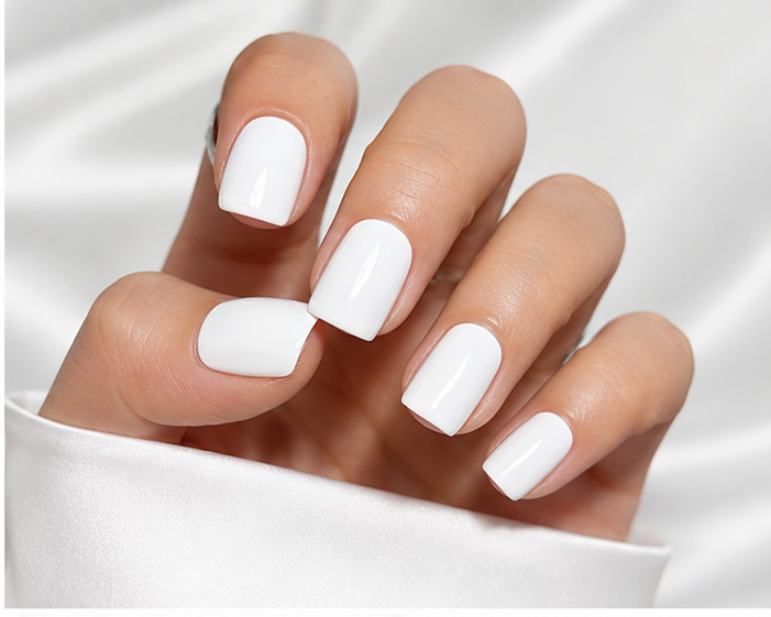 240PCS White Short Square Press-On Nails with Adhesive Tabs
