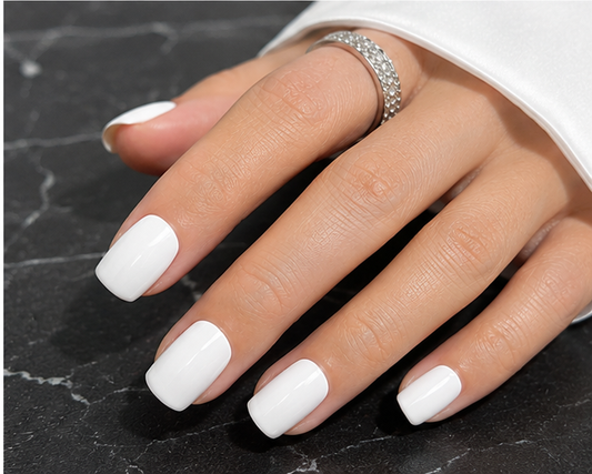 240PCS White Short Square Press-On Nails with Adhesive Tabs